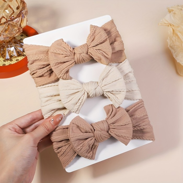 3pcs Baby Girls Bowknot Floral Headband Hairband Headwear Hair Accessories, Ideal Choice For Gifts