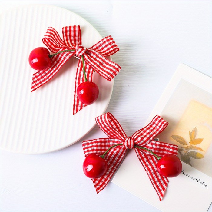 2pcs of Cute Cherry Hair Clips. Sweet Hairpin Clips, 2pcs.