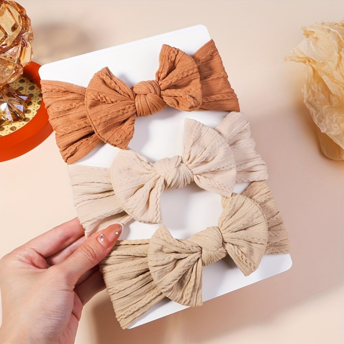 3pcs Baby Girls Bowknot Floral Headband Hairband Headwear Hair Accessories, Ideal Choice For Gifts
