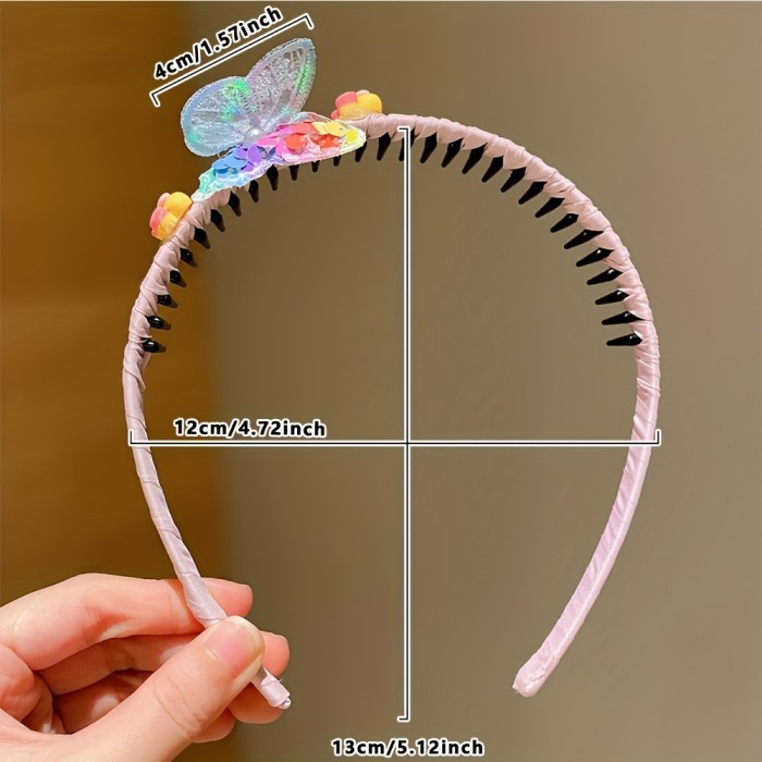 3pcs LEMON LOVEO Colorful Butterfly Hair Bands for Girls - Non-Slip, Comfort Fit Headbands with Resin & Polyester, All-Season Versatility, Mixed Colors - Ideal for Preventing Hair Slipping, Hair Accessories for Girls