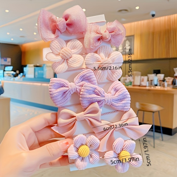 10pcs Of Cute And Sweet Style Bow Flower Design, Strong Elasticity, Does Not Damage Hair, Suitable For Ponytail Hair Accessories, Suitable For Daily Life, Valentine'S Day, New Year'S Decoration