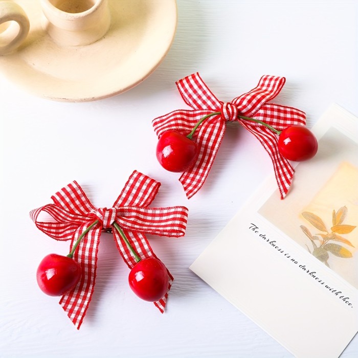 2pcs of Cute Cherry Hair Clips. Sweet Hairpin Clips, 2pcs.