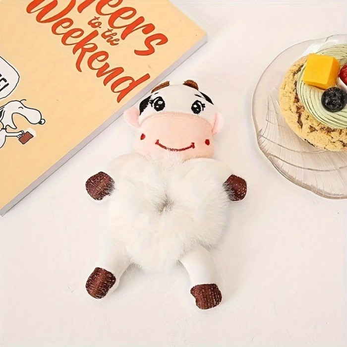 4-Piece Set Cute Cartoon Plush Animal Hair Ties for Women - Preppy Style, Mixed Color Frog\u002FBear\u002FCat Hair Accessories, Soft Acrylic Fiber, All-Season Elastic Hair Bands for Girls Over 15 Years Old