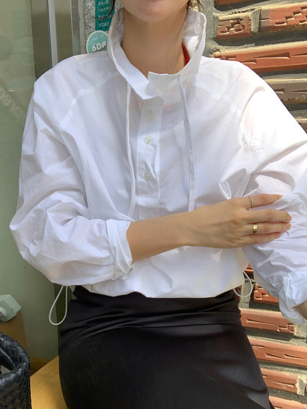 Sun Protection Striped Pockets Drawstring Loose Long Sleeves Stand Collar Sweatshirt Tops Outerwear