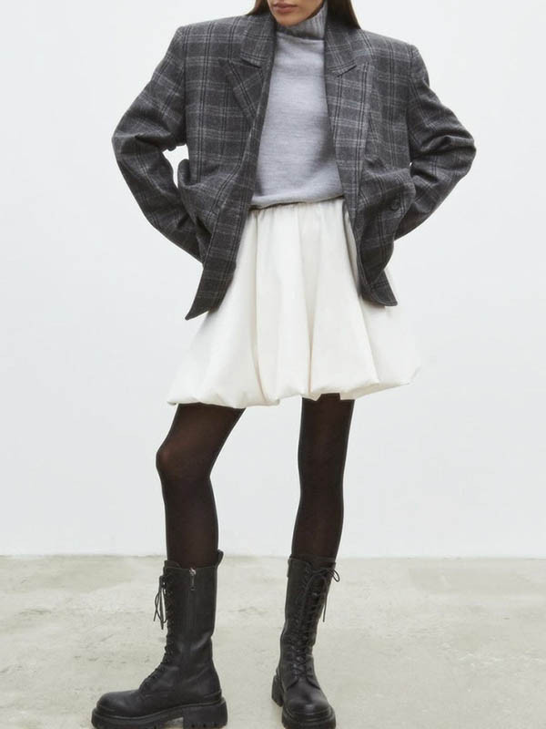 Solid Color Elasticity Loose High Waisted Skirts Bottoms