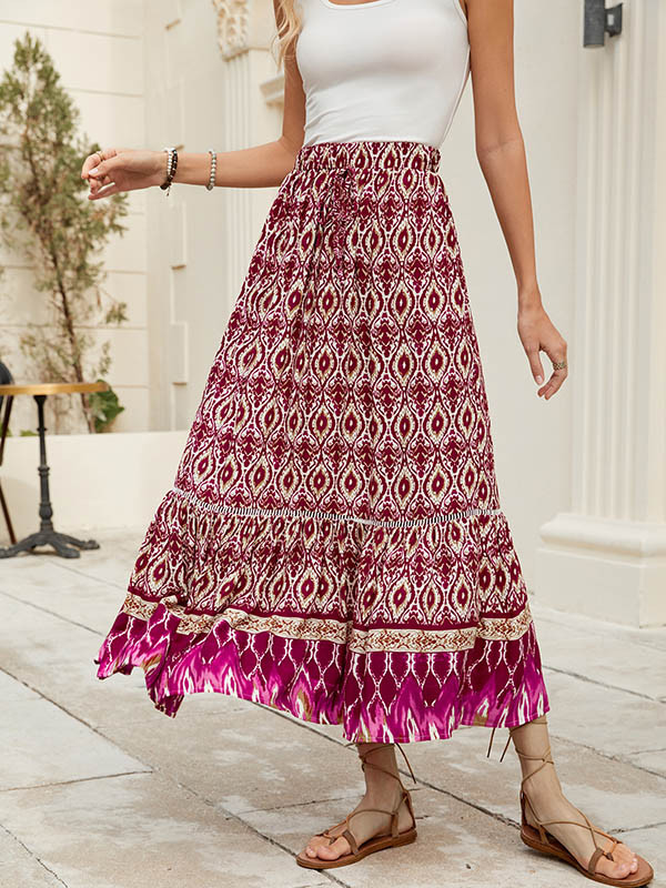 Elasticity Contrast Color Loose Skirts Bottoms