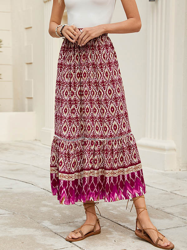 Elasticity Contrast Color Loose Skirts Bottoms