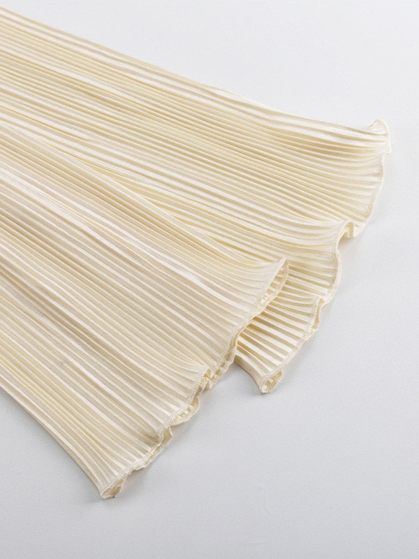 Split-Joint Solid Color Pleated Lace-Up Loose Long Sleeves Deep V-Neck Blouses&Shirts Tops