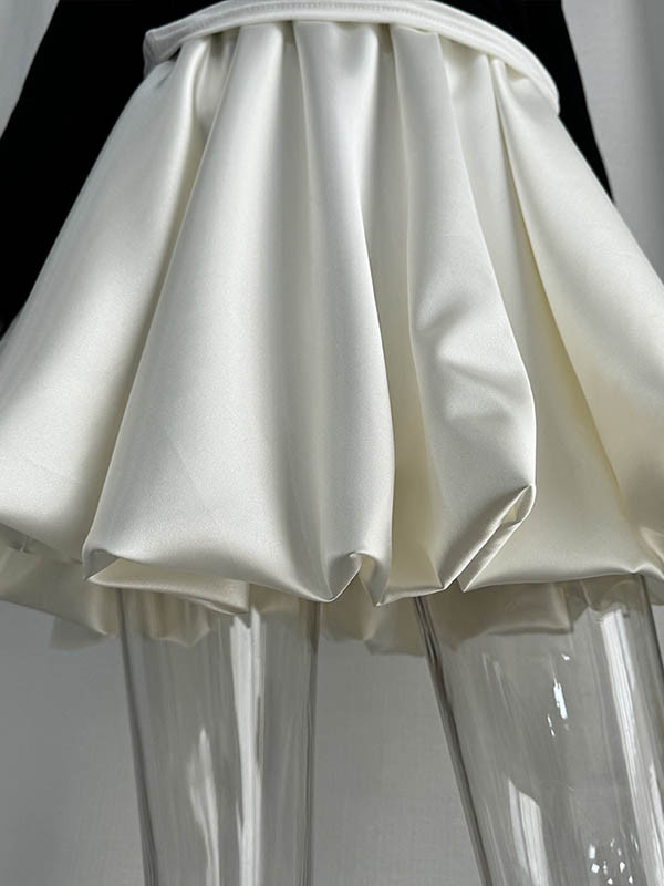 Solid Color Elasticity Loose High Waisted Skirts Bottoms