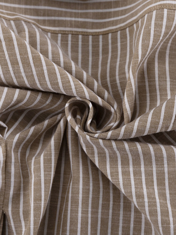 Striped Split-Toe Pleated Puff Sleeves Loose V-neck Blouses&shirts Tops