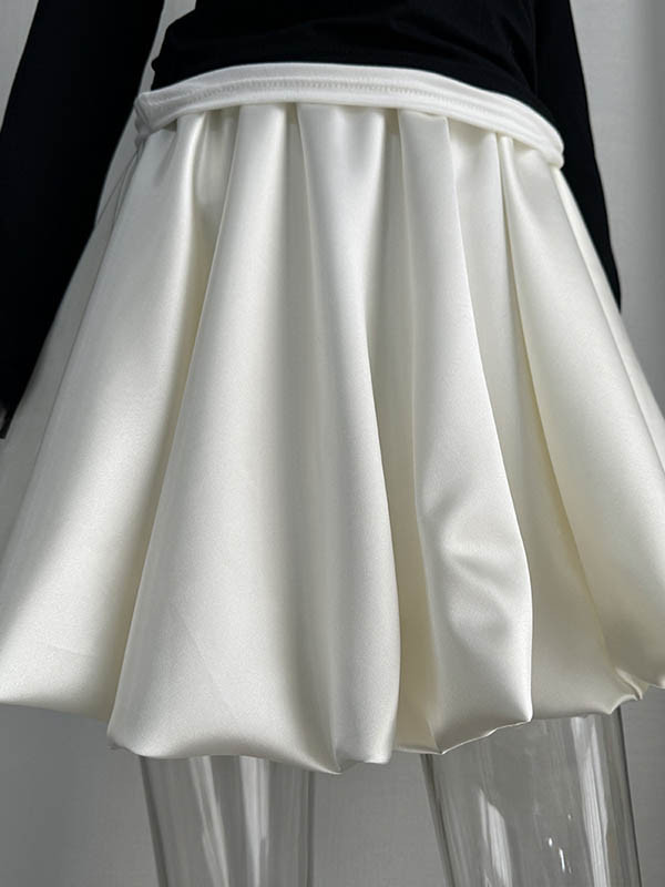 Solid Color Elasticity Loose High Waisted Skirts Bottoms