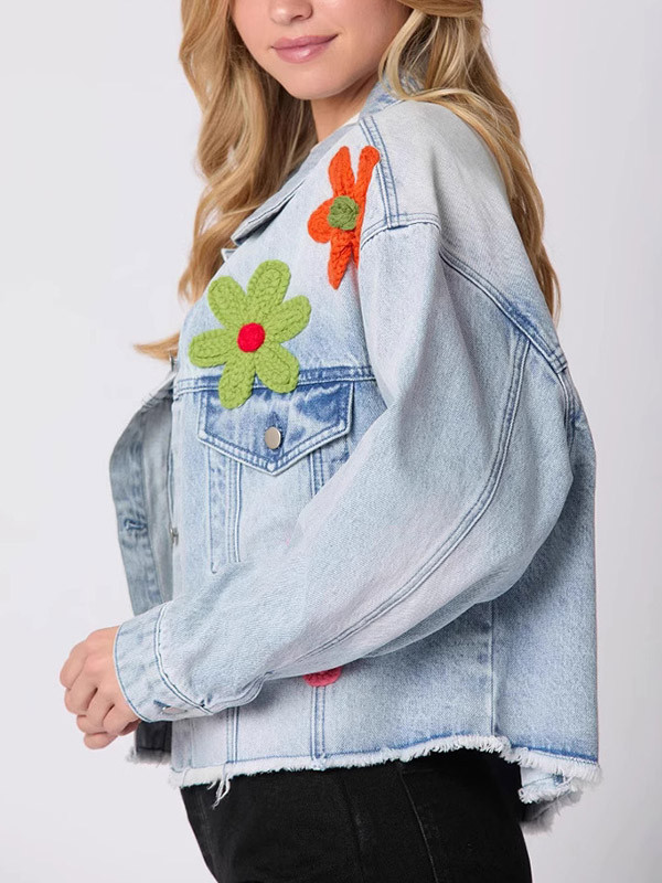 Tasseled Split-Joint Embroidered Loose Long Sleeves Lapel Jackets