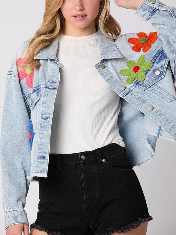 Tasseled Split-Joint Embroidered Loose Long Sleeves Lapel Jackets