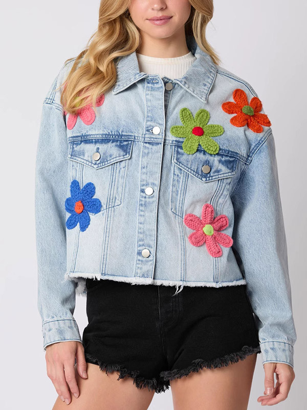 Tasseled Split-Joint Embroidered Loose Long Sleeves Lapel Jackets