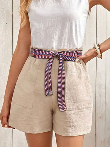 Tied Waist Split-Joint Wide Leg Loose Shorts