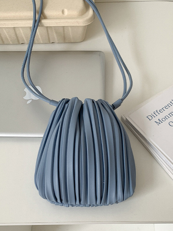 Split-Joint Pleated Drawstring Crossbody Bags