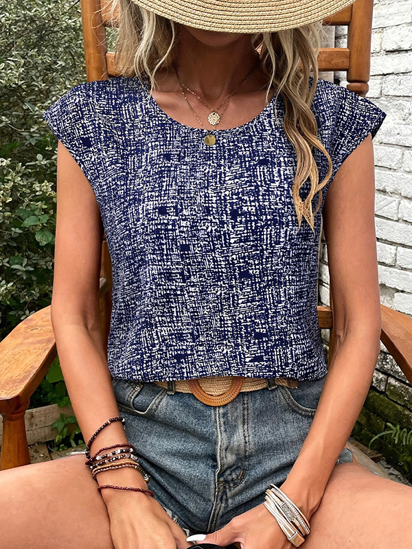 Plaid Short Sleeves Loose Round-Neck T-Shirts Tops