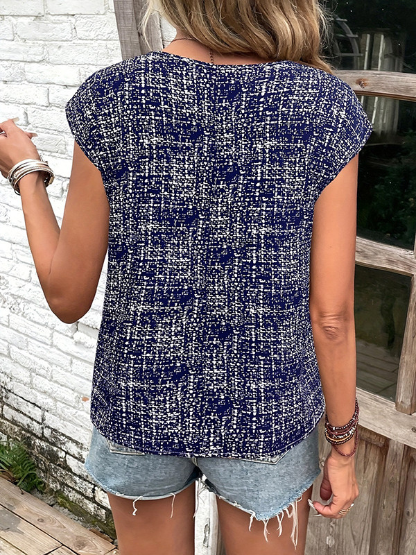 Plaid Short Sleeves Loose Round-Neck T-Shirts Tops