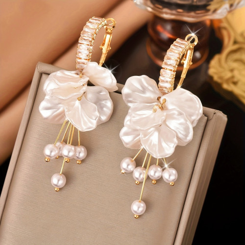 Elegant Faux Pearl Tassel Earrings - Chic & Versatile Design for Women, Perfect for Daily Wear & Parties