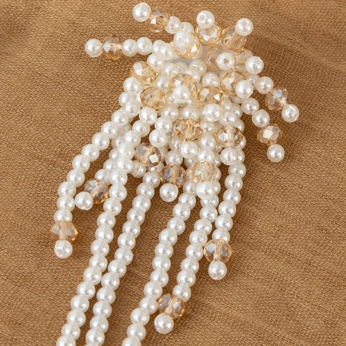 Handmade Beaded Flower Shape Tassel Earrings Long Shiny Personality High-end Atmosphere with Dress Wedding Important Occasions Earrings for Women
