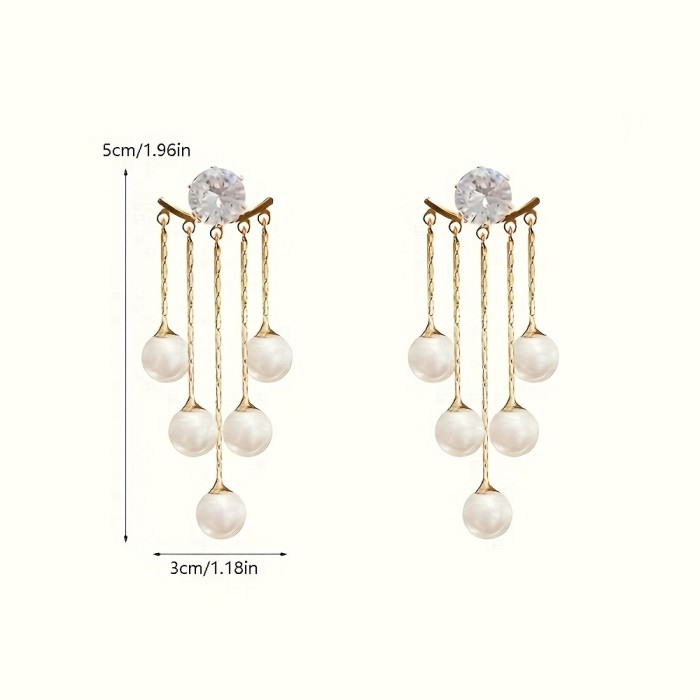 2pcs Tassel Sparkling Decorative Drop Earrings Earrings Clip Elegant And Fashionable Style for Valentine's Day And Mother's Day, Versatile And Easy to Wear, Can Be Paired with Any Eye Wear, Dating Wedding Long Drop Earrings