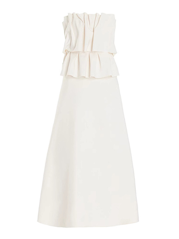 Solid Color Ruffled Tube Maxi Dresses