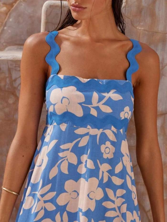Printed Square Neck Maxi Cami Dress