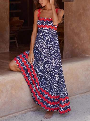 Printed Square Neck Maxi Cami Dress