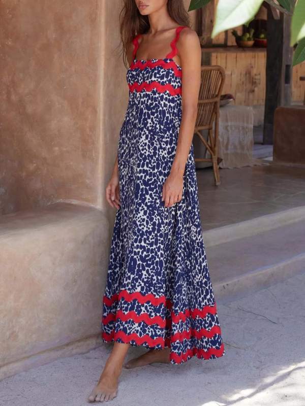 Printed Square Neck Maxi Cami Dress