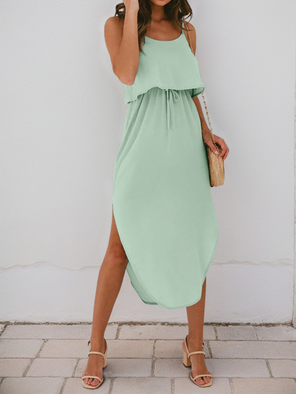 Women's Solid Color Casual Halter Dress