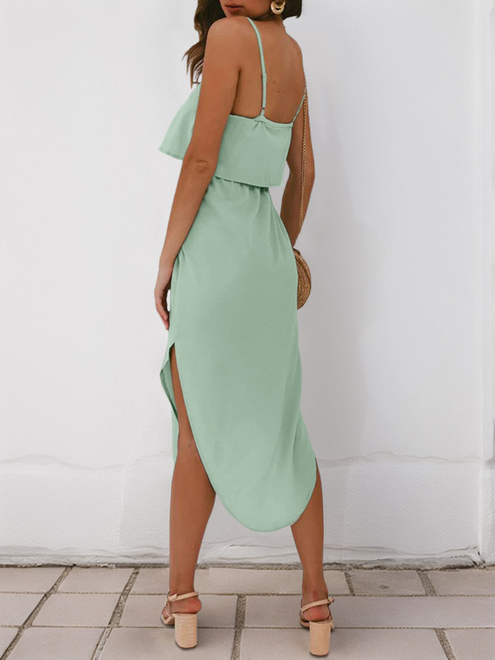 Women's Solid Color Casual Halter Dress