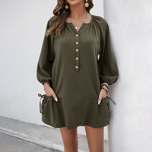 Women's Solid Color Casual Loose Short Dress