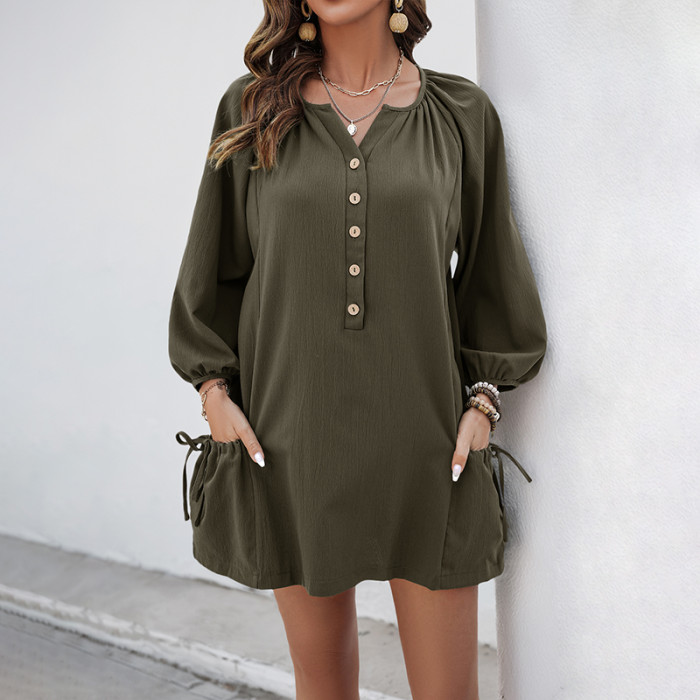 Women's Solid Color Casual Loose Short Dress