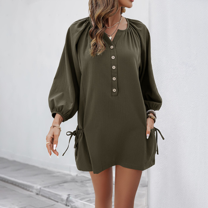 Women's Solid Color Casual Loose Short Dress