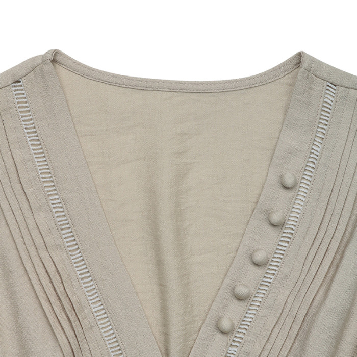 Women's Solid Color Sleeveless V-Neck Dress