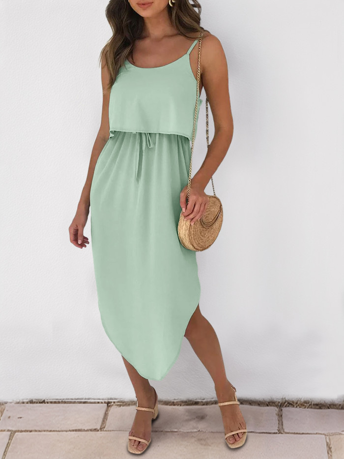 Women's Solid Color Casual Halter Dress