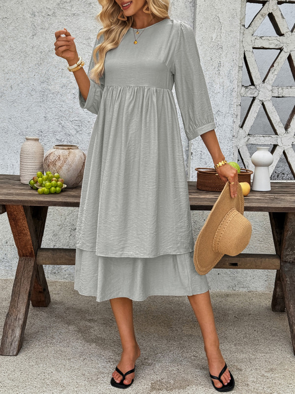 Women's Solid Color Basic Loose Midi Dress