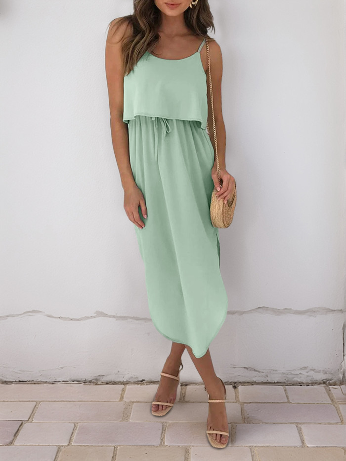 Women's Solid Color Casual Halter Dress