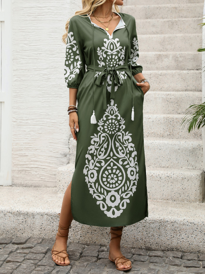 Ethnic Print Loose Casual Summer Dress for Women