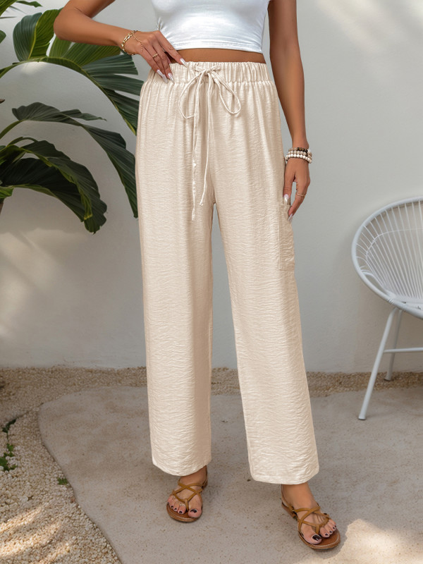 Women's Solid Color Loose Straight-Leg Casual Pants