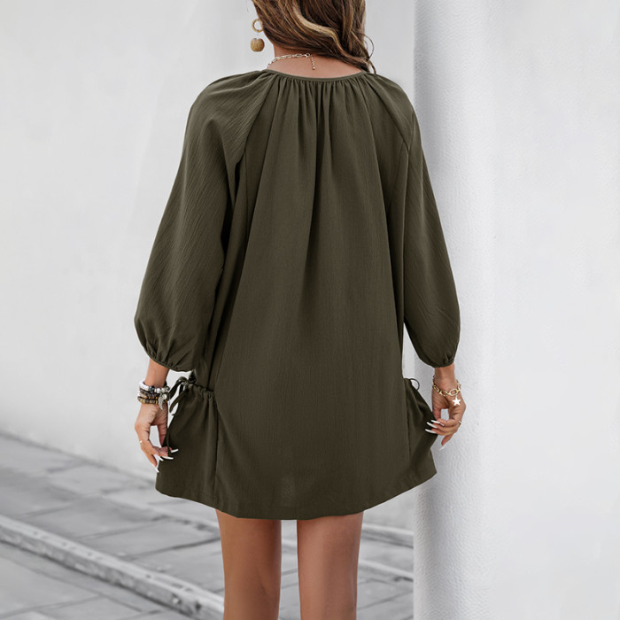 Women's Solid Color Casual Loose Short Dress
