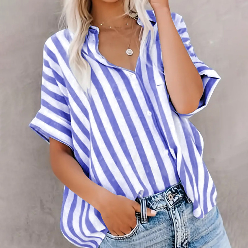 Women's Casual Loose Striped Oversized Shirt