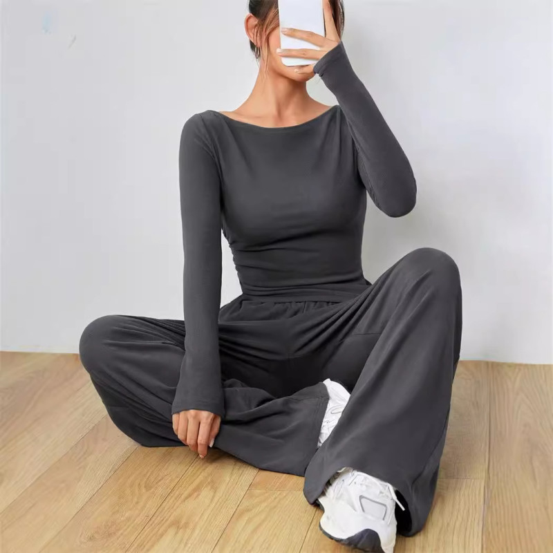 Women's Solid Color Sporty Loose Two-Piece Pants Set