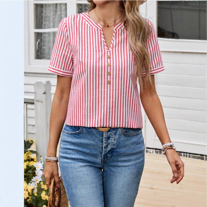 Women's Casual Loose Striped Oversized Shirt