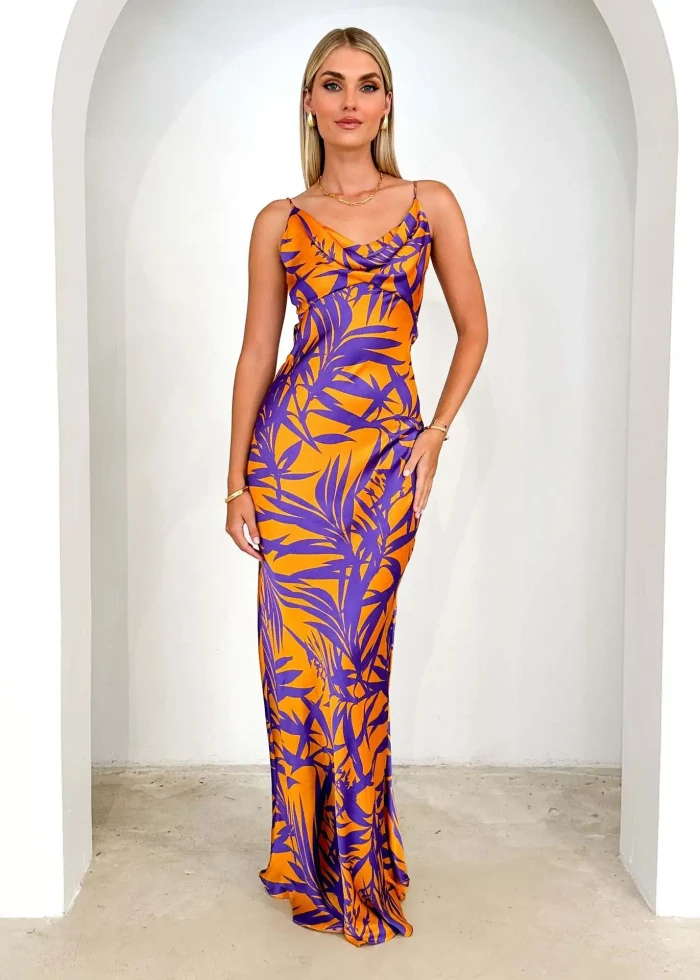 Women’s Summer Floral Halter High Waist Maxi Dress