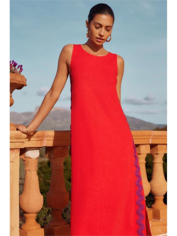 Women’s Casual Solid Color Loose Spliced Long Vest Dress