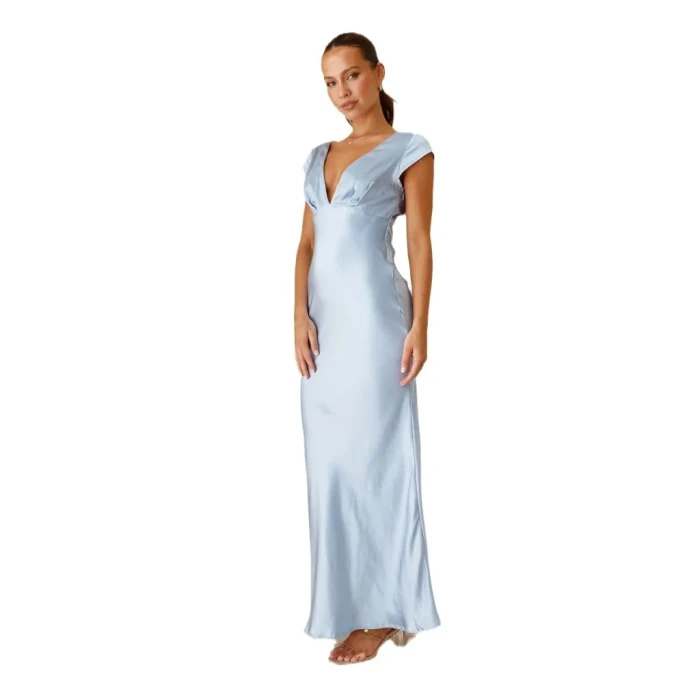 Women’s Sexy Deep V-Neck Slim Fit Sleeveless Maxi Dress