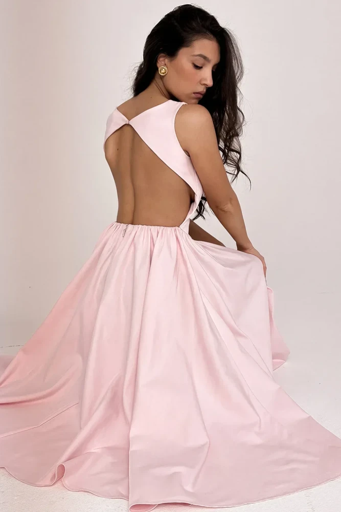 Women’s Fashion Sleeveless Round Neck A-Line Pleated Midi Dress