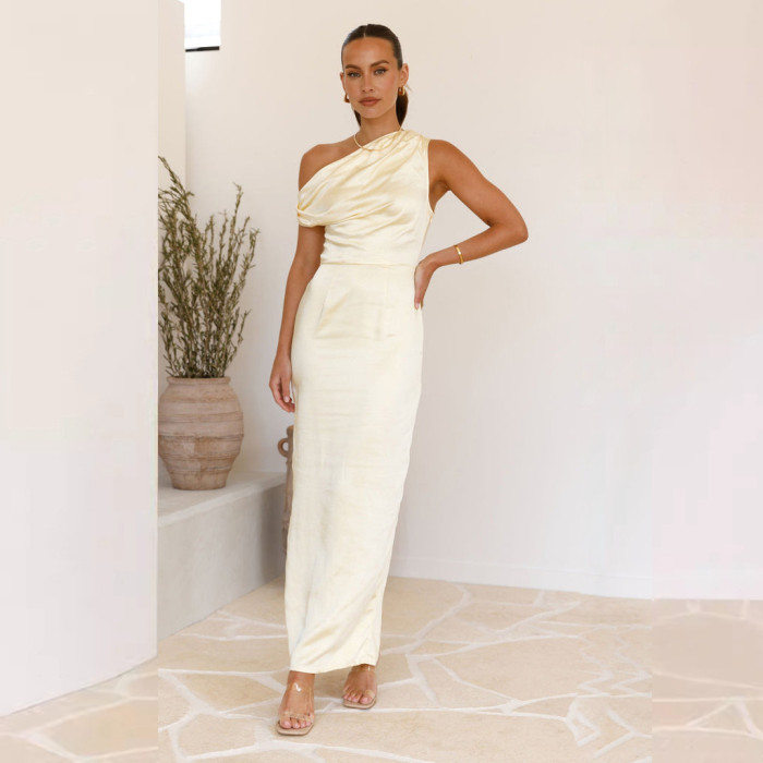 Women’s Elegant Sleeveless Strapless Slim Maxi Dress