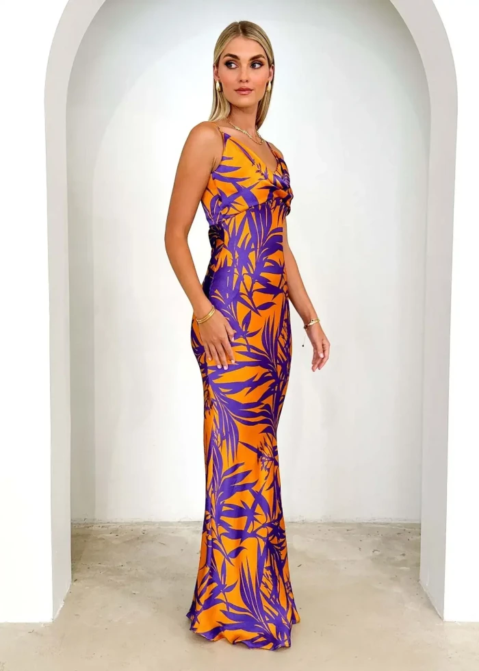 Women’s Summer Floral Halter High Waist Maxi Dress